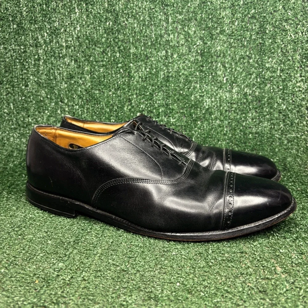 Allen Edmonds Byron Perforated Cap Toe Classic Oxford Black Leather Mens Sz 13 D